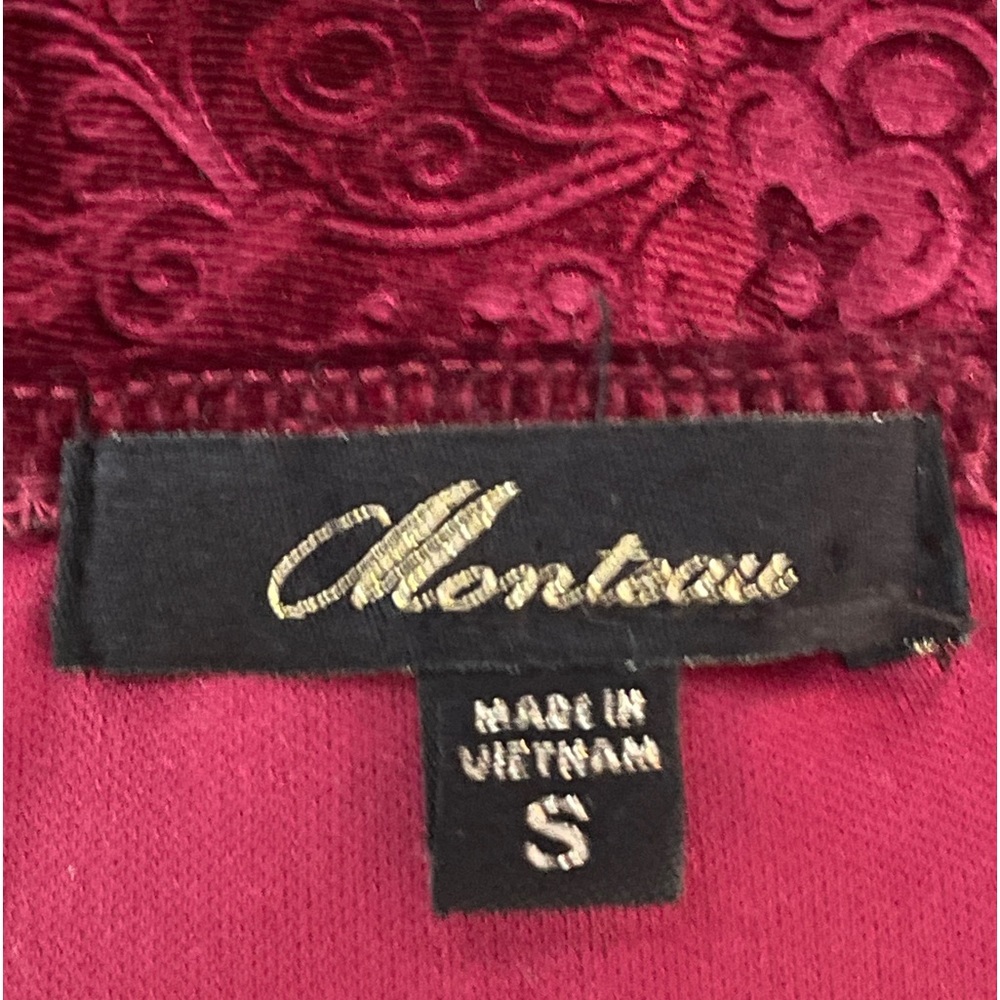 Anthropologie Monteau burgundy velvet peplum top S - Picture 9 of 10